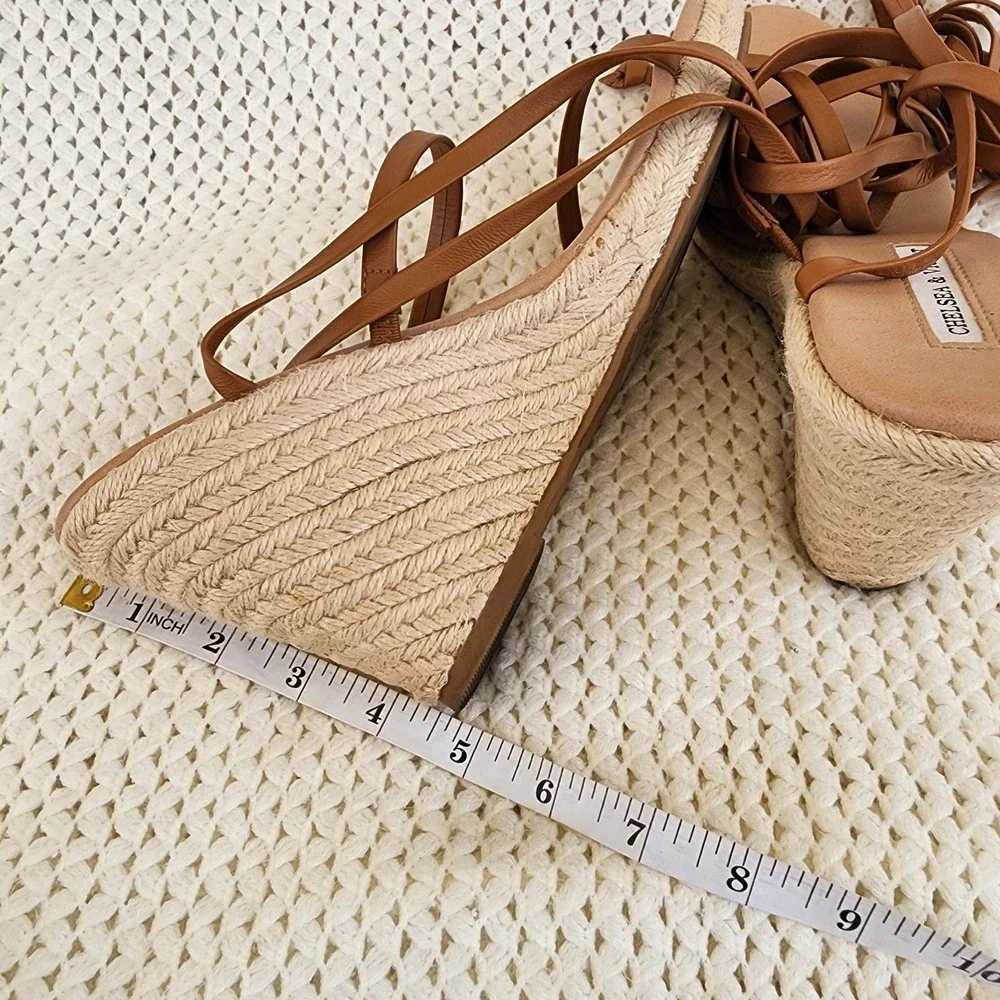 Chelsea and Violet Mariah Brown‎ Wrap Espadrille Sandals Women's Size9